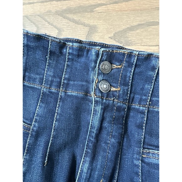We The Free Size 26 High Rise Flare Leg Dark Blue Denim Jeans Two Button Zipper - Picture 4 of 10